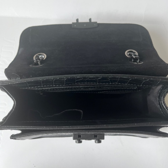 Badgley mischka Belle Studded Biker Reptile Crossbody Chain Shoulder Bag Purse - Picture 7 of 12